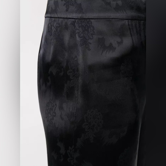 $395 NWT THEORY Size 4 HIGH RISE WIDE SLIT JACQUARD VISCOSE PANTS DEEP NAVY - Picture 16 of 16